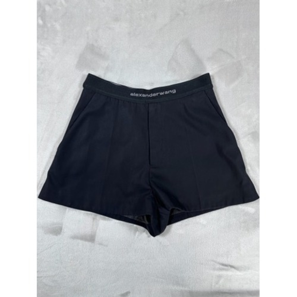 Alexander Wang SAMPLE Shorts Women Medium Black‎ Logo Waistband High Rise
